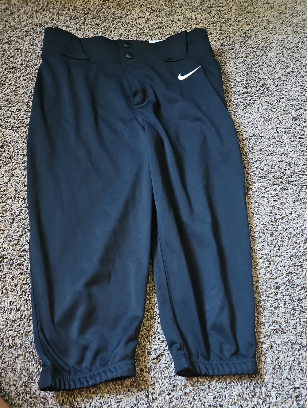 Nike Kids Black Baseball Pants with White Swoosh